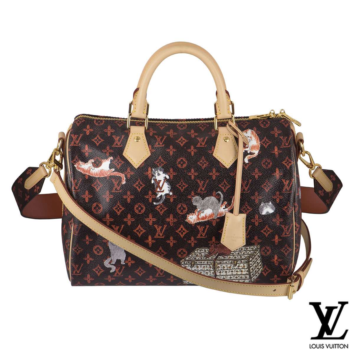 Louis Vuitton x Grace Coddington Keepall Bandouliere Catogram 55 Tan  Multicolor in Leather with Gold-tone - US